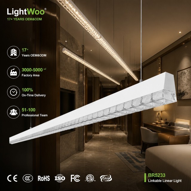 Lightwoo Modern Ceiling Linkable Led Linear Light Crystal Linear Pendant Circular Straight Surface Industrial Supermarket Office