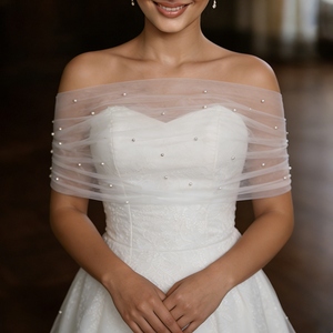 YouLaPan VG73 R da donna in morbida maglia con decorazione a spalla di perle accessori per feste abito da sposa con <span class=keywords><strong>Top</strong></span> <span class=keywords><strong>Bolero</strong></span> a tracolla - Product Image 1