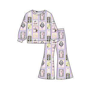 Précommande : Ensembles d'automne pour filles, imprimé Halloween, manches longues, pantalon évasé, tenues confortables et mignonnes pour Halloween - Product Image 2