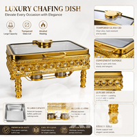 TIANXING 9L Réchaud de Buffet Hydraulique de Luxe en Acier Inoxydable Doré, Ensemble de Maintien au Chaud Commercial pour Salles de Banquet