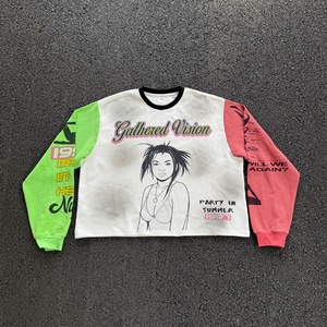 Camisetas de manga larga de punto gofrado con diseño personalizado, estilo oversize, de alta calidad y peso pesado - Product Image 1