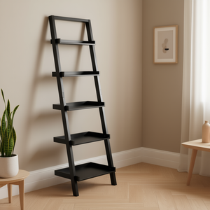 Étagère inclinée à 5 niveaux Bellamy, noire, autoportante, pour le rangement et l'affichage, design minimaliste pour le salon - Product Image 2