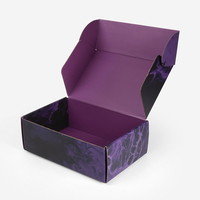 Caja de Cartón Corrugado Morada con Logotipo Personalizado, Embalaje Plano para Ropa, Caja de Envío Económica para Prendas Impresas