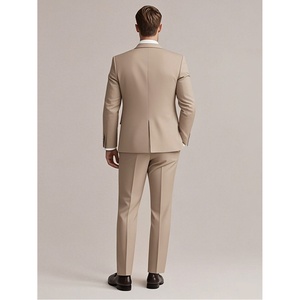 Costume Classique Slim Fit Respirant en Tissu Sergé 100% Coton Anti-Plis Personnalisable pour Homme – Ensemble 3 Pièces pour Affaires et Loisirs - Product Image 4