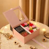 Coffret Cadeau Rose Éternelle Luxe Écologique en Forme d'Avion avec Ruban Gaufré et Fenêtre, Ensemble de Fleurs de Savon pour la Saint-Valentin et les Mariages