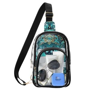 Sac messager transparent en PVC, sac à bandoulière transparent avec fermeture éclair et imprimé chat pour les voyages quotidiens - Product Image 1