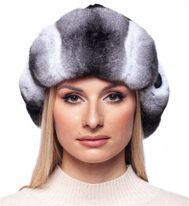Gorro de Piel de <span class=keywords><strong>Chinchilla</strong></span> Elegante y Moderno para Mujer, Venta al por Mayor, Personalizable, Ajustable, Deportivo, Casual - Product Image 1