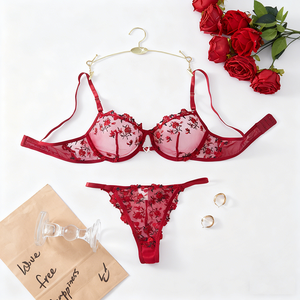 Christmas Promotion Lace Red <b>Sexy</b> Lingerie Set for <b>Women</b> Bra & Brief Vendors <b>Underwear</b> Elegant Christmas Gift Idea - Product Image 1