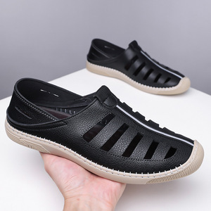 <b>Slip</b>-On Casual Sandals Breathable Hollow-Out Leather Men's Perforated Shoes For Summer Outdoor Wear Size 3211 - Product Image 2
