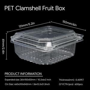 Custom Wholesale Clamshell <strong>Plastic</strong> <strong>Box</strong> RPET Fresh Fruit Blister Packaging Container <strong>with</strong> <strong>Hole</strong> - Product Image 3