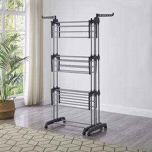 Üç Katlı Uzatılabilir Katlanabilir Metal X Şekilli Askılık Yerden Tasarruf Sağlayan Giysi Kurutmalığı Ev Tipi Ayaklı Havlu Askılığı - Product Image 4