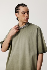 T-shirt Homme Oversize en Coton 275 g/m² 100% Coton, Broderie Personnalisée, Tricoté, Lavage Vintage, Effet Usé, Coton Lourd - Product Image 3