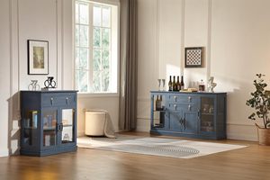 SENYU Small Buffet Cabinet with Storage, Buffet Sideboard with Two Glass Doors and a Drawer and Adjustable Shelf,for Kitchen - Product Image 4
