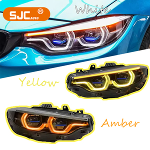 Luci Diurne SJC per <span class=keywords><strong>BMW</strong></span> <span class=keywords><strong>Serie</strong></span> <span class=keywords><strong>4</strong></span> F32 F33 F36 F82 2013-2019 Fari <span class=keywords><strong>Blu</strong></span> Tricolore Giallo Bianco Ambra - Product Image 1