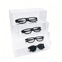 Présentoir de bureau CYC, étagère de rangement multicouche anti-poussière, support portable pour lunettes de soleil et lunettes