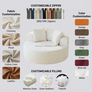 Sofá Moderno para Salón, Silla Redonda de Espuma Comprimida, Asiento Individual Tapizado en Pana, Muebles para Sala de Estar de Apartamento - Product Image 2