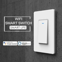 Interrupteur mural intelligent WIFI Hantu Electric US Standard DS-122 10A 240V en ABS, compatible avec l'application Smart Life et la commande vocale Alexa/Google Home