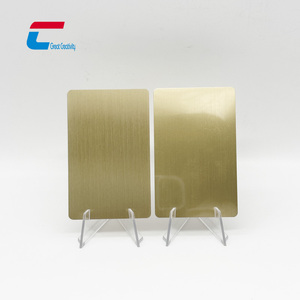 Carte de visite hybride NFC en métal vierge, prête à être expédiée, en acier inoxydable, <span class=keywords><strong>puce</strong></span> NTAG215, finition noire mate, <span class=keywords><strong>argent</strong></span>/brossé or - Product Image 2