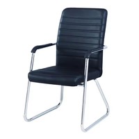 Chaise de bureau de salle de réunion du personnel en cuir PU à dossier haut rembourré sur les pieds ergonomiques en métal