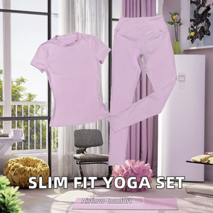 Pantalon de yoga long et respirant en Spandex/Polyester, anti-plis, taille élastique, collection Printemps/Été 2026 - Product Image 2