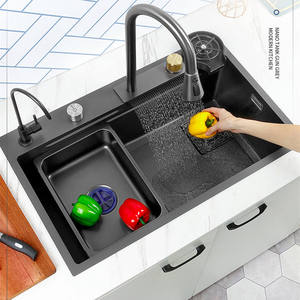 Nuovo Lavello da <span class=keywords><strong>Cucina</strong></span> Monoblocco in Acciaio Inox SUS304 Grigio Canna di Fucile 2022 con Rubinetto a Cascata e Doccia - Product Image 1