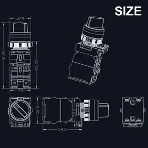 22 Mét LED dạ quang 2 vị trí momentary chốt núm chuyển IP65 không thấm nước 3 cách ROTARY <span class=keywords><strong>Selector</strong></span> Nút chuyển đổi với ánh sáng - Product Image 6