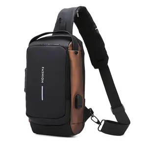 2024 New Fashion Waterproof Chest Bag USB Men Crossbody Sling Bag Men Crossbody Bag For Men