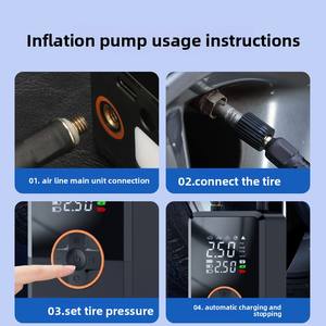 दोहरी बिजली आपूर्ति मिनी पोर्टेबल वायरलेस इलेक्ट्रिक कार टायर एयर कंप्रेसर कॉर्लेस इंफ्लेटेबल पंप डिजिटल टायर इंफ्लेवेटर्स - Product Image 6