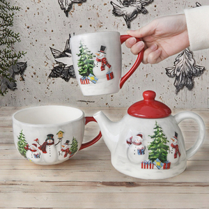 Juego de Vajilla Desechable de Porcelana con Diseño Nórdico Navideño y Animales en Relieve, Apto para Lavavajillas y Microondas - Product Image 3