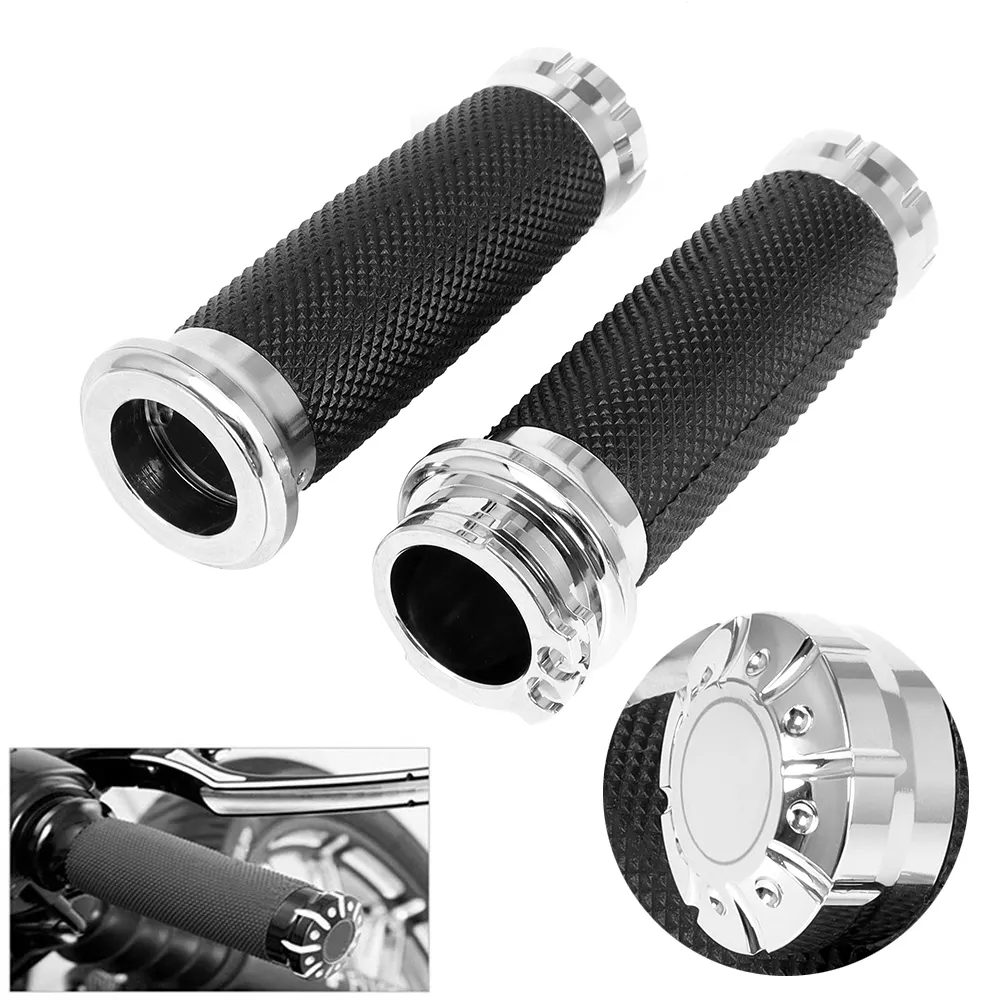 Setang genggam sepeda motor Universal, 1 inci 25mm/22mm, pegangan tangan sepeda motor, setang untuk Harley Touring Sportster 883 1200 XR untuk Suzuki Silver