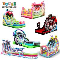 Glissade aquatique gonflable commerciale double piste Tonle Inflatables, nouveau design, personnalisable, avec piscine, pour usage humide et sec, à vendre