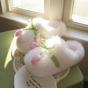 Xixitiao New Arrival Dames Elegante Tulp Indoor Warm Harig Voor <span class=keywords><strong>Slippers</strong></span> Gesloten Teen Eva Zool Zacht Pluche Huis Voor <span class=keywords><strong>Slippers</strong></span> Voor - Product Image 1