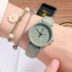 Orologio da Polso Rotondo in Colori Pastello per Donne con Lancetta dei Secondi per Studentesse - Product Image 1