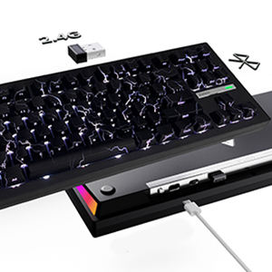 <span class=keywords><strong>Clavier</strong></span> mécanique sans fil Zornher ZH870 Black Lightning RGB rétroéclairé pour Wi-Fi 2,4 GHz Type-C, programmable, 88 touches, pour le gaming - Product Image 2