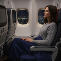 Couverture d'avion en polyester recyclé GRS, écologique et durable, pour un voyage écoresponsable et un avion à carbone neutre