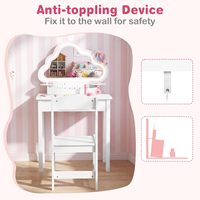 Ensemble de coiffeuse moderne en bois pour chambre à coucher avec miroir lumineux, tiroirs de rangement, porte-bijoux et chaise pour enfants, vente en gros