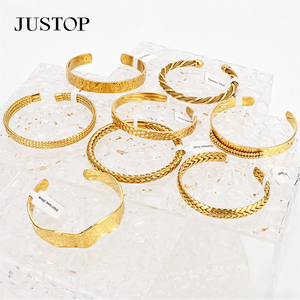 Bangles OEM/OEM custom waterproof stainless steel Gold plating Fashion Jewelry hypoallergenic supplies <b>stacked</b> bangles - Product Image 1