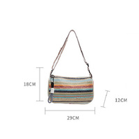Dompet Gelang Kecil Bergaris Multi-warna, Tas Gelang Anyaman Jerami, Tas Makeup, Tas Perlengkapan Mandi, Clutch Perawatan Kulit, Tas Kosmetik Pantai