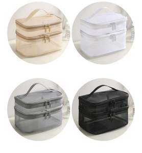 Bolsa de Cosméticos Nueva, Bolsa de Cosméticos Transparente Portátil, Bolsa de Almacenamiento de Malla de Doble Capa de Gran Capacidad - Product Image 3