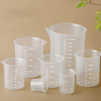 Béchers en plastique pour expériences scientifiques avec échelle de mesure transparente, 10 ml, 25 ml, 50 ml, 100 ml, 150 ml, 250 ml, 500 ml, 1000 ml
