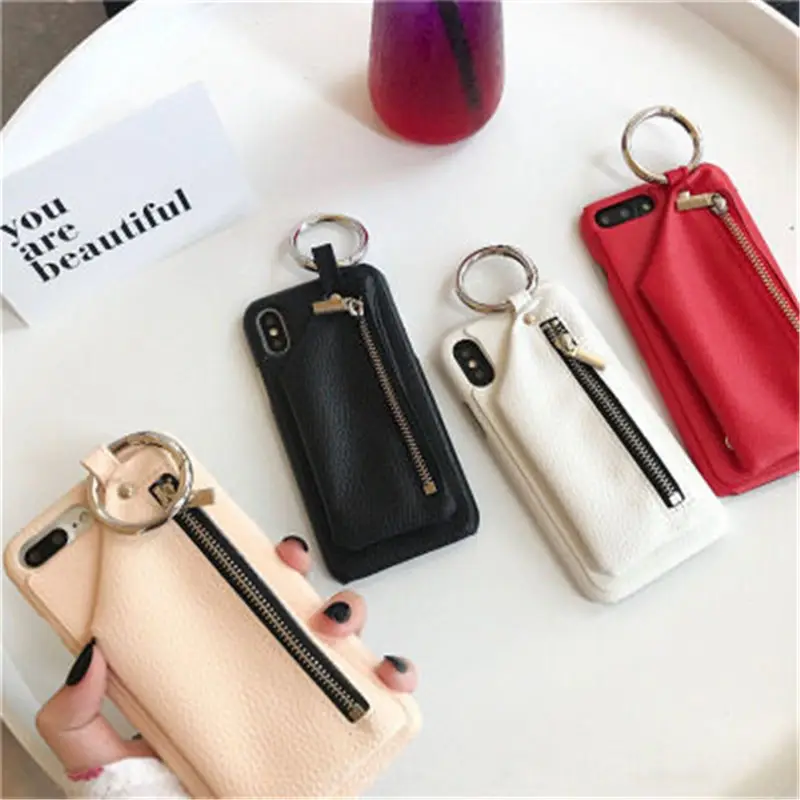 New Luxury Cho Iphone 11 Pro PURSE Điện Thoại Trường Hợp, dây Kéo Khe Cắm Da Trở Lại Trường Hợp Điện Thoại Cho Iphone 11 Pro Max Thiết Kế Túi Xách