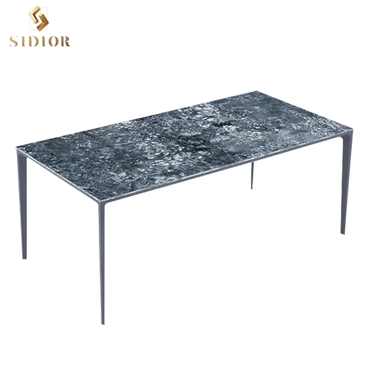 Top Dining Table Modern Rock Plate Dining Room Table Aluminum Alloy Leg Marble Stone Home Furniture 1 Piece High Grade