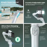L7C Pro 3 pour stabilisateur de cardan avec suivi IA du visage, pliable, anti-tremblement, télécommande sans fil pour téléphone et iPhone Android, vidéo Vlog