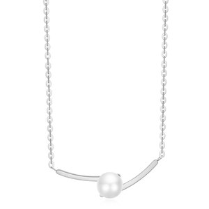 Collar de Moda con Colgante de Perla de Imitación de 6MM, Cadena para Clavícula con Forma de Cruz, Diseño Geométrico en Acero Dorado para Uso Diario - Product Image 5
