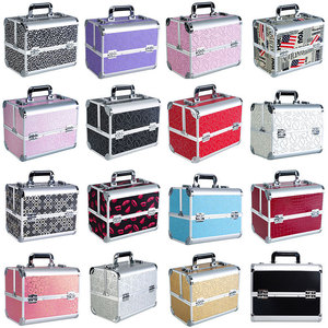 Beautify Pink Jungle Professional Aluminum <strong>Makeup</strong> Train Case Lockable Storage <strong>Box</strong> With Drawers and Trays - Product Image 5