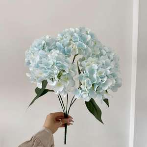 Décoration Florale de Mariage en Soie, Hortensia Blanc et Rouge, Vente en Gros, Haute Qualité, Hortensia Artificiel à 5 Têtes, Fleur Artificielle en Gros - Product Image 2