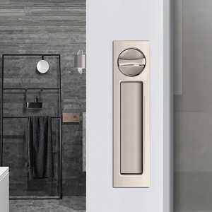 Hiện Đại Hidden Khóa Cửa Màu Đen Bạc Kẽm Hợp Kim Thiết Kế Đồ Họa Gỗ Vuông Trượt Móc Khóa Cho Khách Sạn Điện Cn; gua - Product Image 5