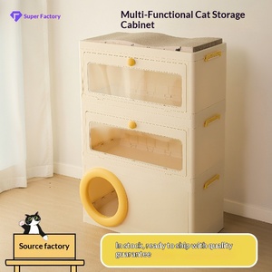 Vente en gros de lits pour chats en plastique extra-larges, respirants et imperméables, fournitures pour animaux de compagnie, cage de stockage pour chat d'intérieur, villa pour chat à plusieurs niveaux - Product Image 4