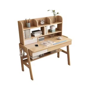 Silla de escritorio de estudio para niños de madera maciza de estilo Popular para estudiantes de escuela en casa, escritorio para niñas con combinación de estantería - Product Image 6
