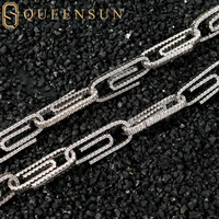 IGI GRA 18k katı altın Queensun Moissanite Hiphop zincir ve bağlantı bilezikler 10mm buz kristal kağıt klip bilezik parti bilezik